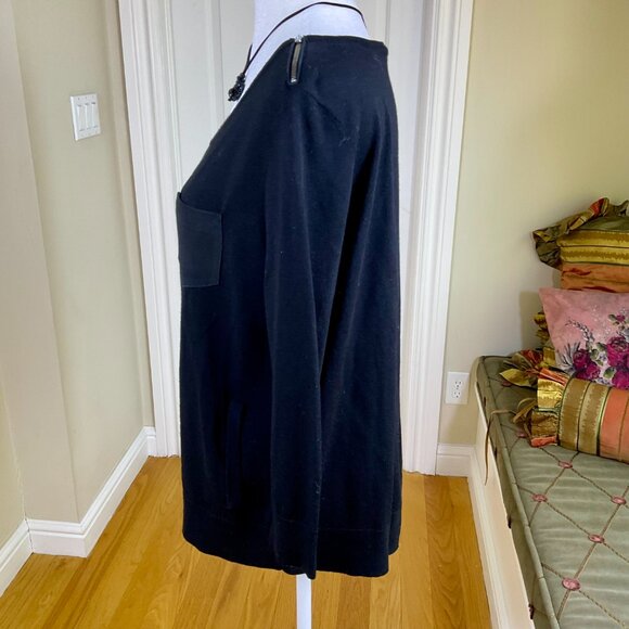 The Kooples Sweater Merino Wool Zip Shoulder Lamb Front Pocket Black (~40” bust) - Picture 2 of 7